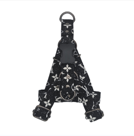 Furry Vuitton Drip Collar, Harness & Leash Set